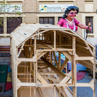 Las Fallas wooden scaffolding